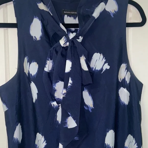 🐝 - Banana Republic sz M Navy & White Abstract Print Dress - Picture 4 of 5